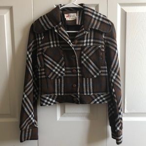 Vintage flannel crop jacket